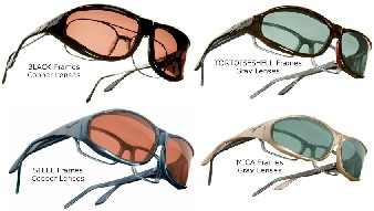 Four Frame Colors for the Vistana Fit Over Sunglasses and two lens colors Four Frame Colors for the Vistana Fit Over Sunglasses and two lens colors
